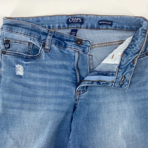 Chaps | NWOT Women’s Mid Rise Straight Denim‎ Medium Wash Blue Jeans | Sz 6/28 | - Picture 9 of 10